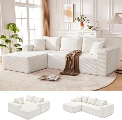 Vista 29 de Mangodan - Sofá seccional en forma de nube, sofá sin huesos para sala de estar, sofá seccional modular con asiento profundo, sofá esponjoso y cómodo