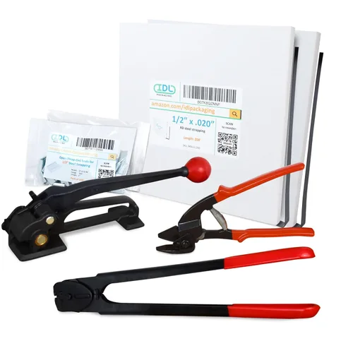 Vista 13 de IDL Packaging PRO Kit de flejado de acero de 1/2 pulgada x 200 pies, resistencia a la rotura de 1100 libras, herramientas de grado profesional
