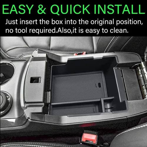 Vista 4 de Organizador de consola central compatible con accesorios Ford Explorer 2012, 2013, 2014, 2015, 2016, 2017, 2018, 2019, caja de almacenamiento