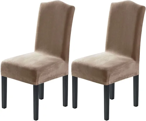 Vista 54 de H.VERSAILTEX Juego de 4 fundas elásticas para sillas de comedor, fundas protectoras para sillas Parson, tela de terciopelo sólido suave y gruesa