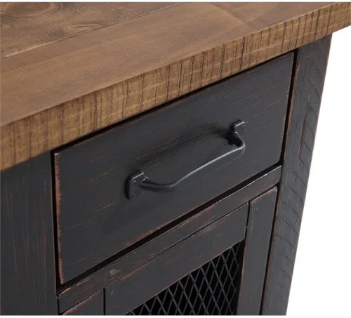 Vista 8 de Martin Svensson Home Mesa de silla - Negro antiguo y miel - Estilo rústico - con un cajón y armario para almacenamiento