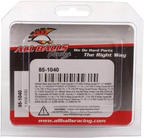 Vista 4 de All Balls Racing 85-1040 - Kit de tuerca y tuerca de rueda compatible con/repuesto para Suzuki LT-A 450 X King Quad 4WD 2007, LT-A 500 X King Quad