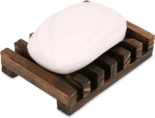 Vista 2 de Anwenk Jabonera de madera para jabón, bandeja de jabón para baño, ducha, escurridor rectangular para fregadero, manualidades a mano para jabón