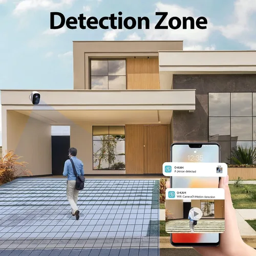 Vista 5 de Rraycom Cámaras de seguridad solar de 5 MP inalámbricas para exteriores con panel solar, cámara inalámbrica QHD WiFi 2K para seguridad en el hogar