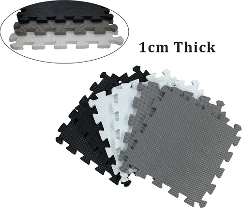 Vista 2 de Tapete de juego de espuma de 16 piezas con borde, azulejos entrelazados de tapete de juego, azulejos de espuma, tapetes de juego de rompecabezas