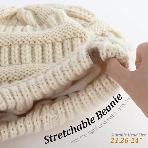 Vista 34 de FURTALK Gorros de invierno para mujer, con forro polar, gorro de punto holgado y cálido, gorro de esquí