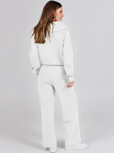Vista 4 de ANRABESS - Conjunto de 2 piezas para mujer, sudadera de gran tamaño, pantalones deportivos, moderno, a juego, para descanso, otoño
