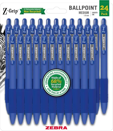 Vista 31 de Zebra Pen Z-Grip - Bolígrafo retráctil de punta media, 3/64 pulgadas, tinta negra, 18