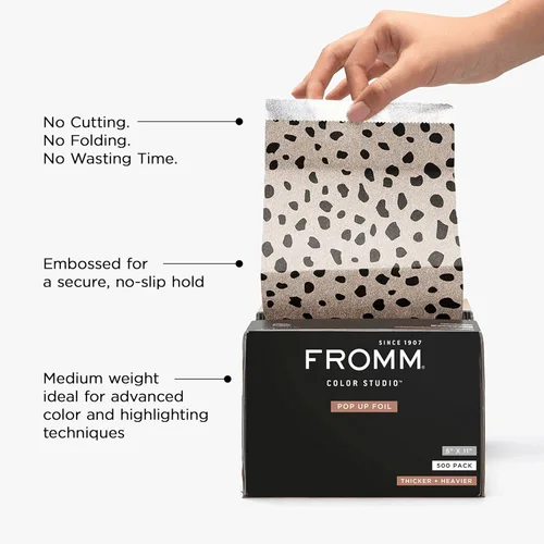 Vista 2 de Fromm Láminas emergentes en relieve con estampado de guepardo, papel de aluminio para resaltar el cabello, suministros de cosmetología, esenciales