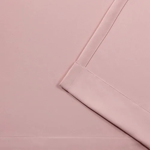 Vista 4 de Exclusivas cortinas para el hogar, par de paneles de cortina blackout (opacas) de sarga de satén tejido con ojales superiores