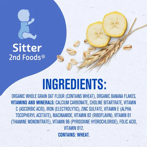 Vista 3 de Gerber Baby Cereal Organic 2nd Foods, Grain & Grow, avena banana, 8 onzas (paquete de 6)