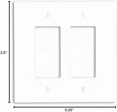 Vista 2 de Leviton 88602 - Placa decorativa GFCI para pared, de gran tamaño, termoestable, soporte para dispositivo, 2 ventanas, color blanco