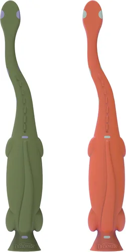 Vista 12 de Dr. Brown's Cepillo de dientes para bebés y niños pequeños, dinosaurio verde y naranja, paquete de 2, 1-4 años