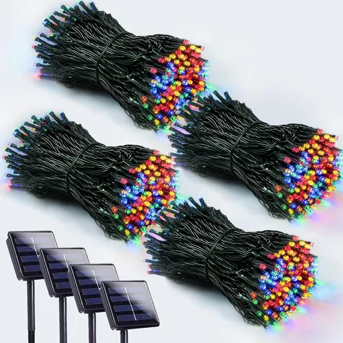 Vista 18 de Paquete de 2 luces de cuerda solares de 200 LED para exteriores, luces de Navidad solares impermeables al aire libre, luces de cuerda solares