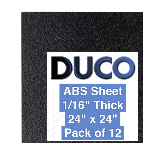 Vista 42 de Duco - Lámina de plástico ABS fabricada en Estados Unidos de 1/16 pulgadas de grosor, 6 x 12 pulgadas, 1 paquete de paneles termoplásticos negros
