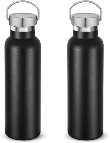 Vista 37 de Neihepal Paquete de 4 botellas de agua aisladas de 20 onzas, botella deportiva de doble pared de acero inoxidable con tapa de asa, termo