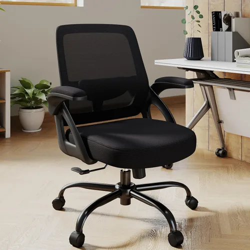 Vista 2 de AnyGod Silla de oficina grande y alta, silla de escritorio ergonómica de malla con respaldo medio con cómodo soporte lumbar, sillas ejecutivas