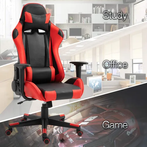 Vista 92 de Modern-Depo Black Virgo Zodiac - Silla de juegos con diseño ergonómico, giratorio y reclinable ajustable, capacidad de carga de 330 libras