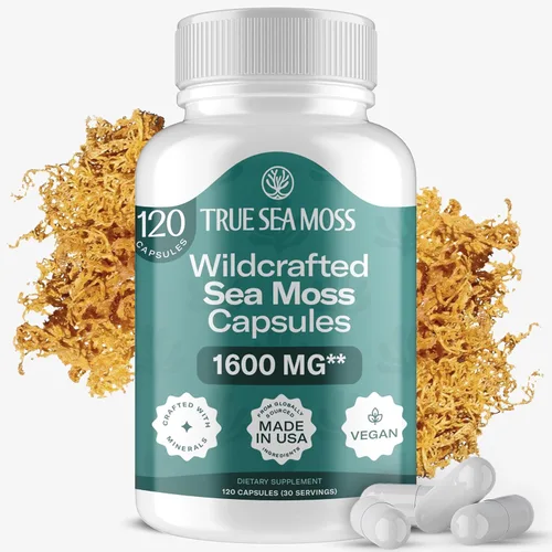 Vista 10 de TrueSeaMoss Cápsulas de musgo marino irlandés, 120 cápsulas de saúco (1600 mg) - Extractos de frutas superalimento - para el bienestar general