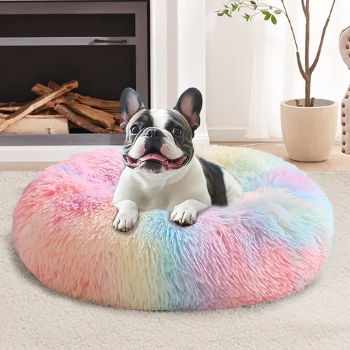 Vista 18 de JOLLYVOGUE Cama Calmante para Perros Pequeños - Cama para Perros Pequeños en Forma de Dona Lavable de 23 Pulgadas para Gatitos y Cachorros, Camas