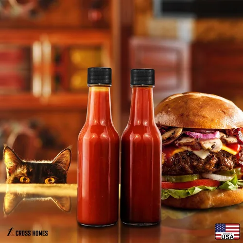 Vista 8 de Botellas de salsa picante de 5 onzas, botellas vacías de vidrio transparente con cápsulas retráctiles, botella de vino pequeña con bandas Shirnk