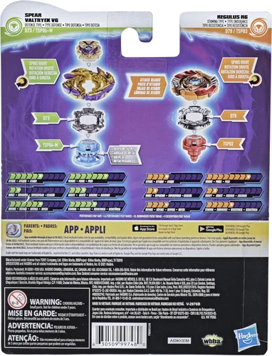 Vista 3 de Beyblade Burst Surge Speedstorm Spear Valtryek V6 y Regulus R6 Spinning Top Pack - 2 juegos de batalla para niños a partir de 8 años