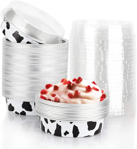 Vista 18 de Beasea Molde de papel de aluminio para tartas de 4 pulgadas, redondo, para horno, mini molde para tartas, 20 unidades de 8 onzas, moldes de aluminio