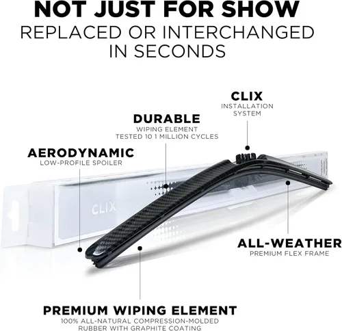 Vista 2 de Clix Wipers - Limpiaparabrisas para Jeep Wrangler & Gladiator (16 pulgadas/16 pulgadas) de carbono negro (todos los modelos Wrangler y Gladiator)