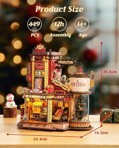 Vista 7 de ROKR Rompecabezas 3D de madera para adultos - Kit de modelo mecánico de fábrica de regalo con música y luces, 449 piezas de rompecabezas de madera