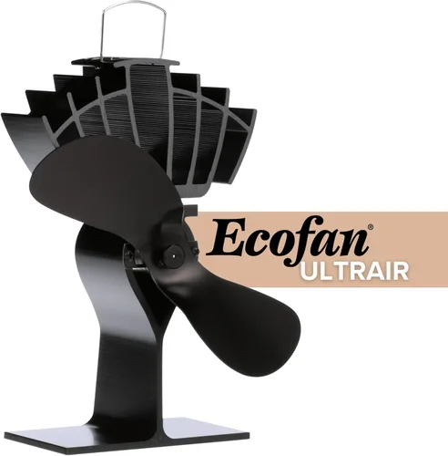 Vista 2 de Ecofan UltrAir, Ventilador a calor, para horno a leña, mediano, hecho en Canadá., NA, Negro (Black Blade), M
