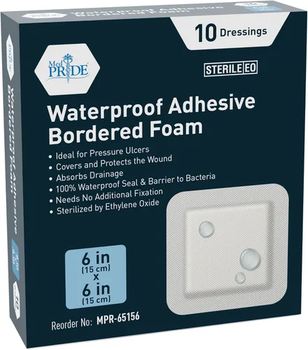 Vista 7 de MED PRIDE Apósito de espuma de silicona impermeable estéril con borde adhesivo, vendaje absorbente, protege contra infecciones