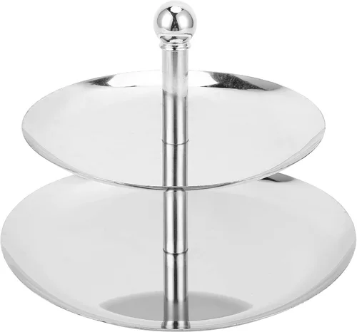 Vista 7 de Bandeja escalonada de acero inoxidable, soporte de exhibición de postres para aperitivos, platos de frutas, servidor, soporte para tartas
