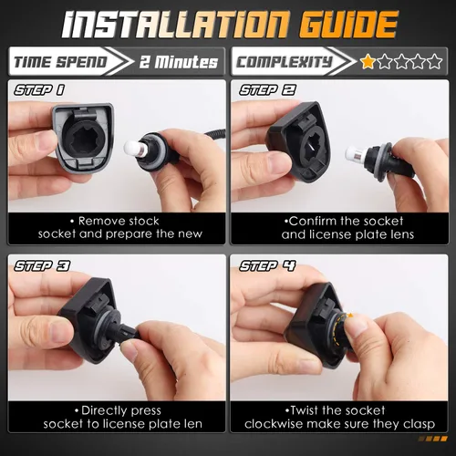 Vista 4 de HERCOO Luces de matrícula, lente de lámpara, carcasa negra, compatible con Silverado Sierra Avalanche Suburban Escalade Yukon Step Bumper Truck