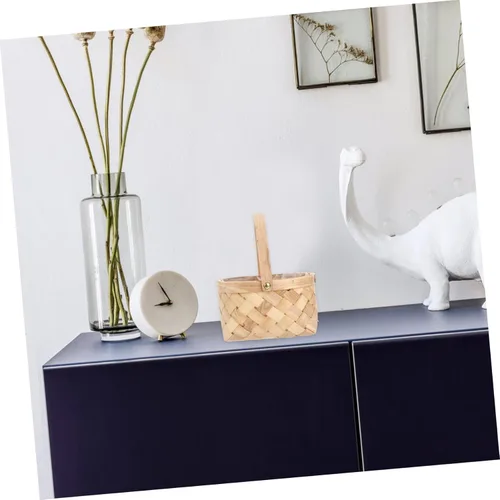 Vista 2 de Cesta de Pascua de madera Cesta de ratán natural Cesta de almacenamiento de artículos para el hogar Cesta tejida de mimbre Cesta de flores Cestas