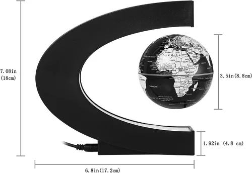 Vista 7 de Globo de levitación magnética flotante con mapa del mundo, globo de levitación giratorio multicolor con luces LED para oficina, hogar, escritorio