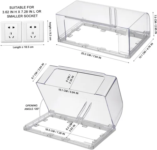 Vista 2 de Cabilock 1 tapa adhesiva de doble posición para baño y sala de estar para enchufes eléctricos, fácil de instalar y quitar, estilo interior aleatorio
