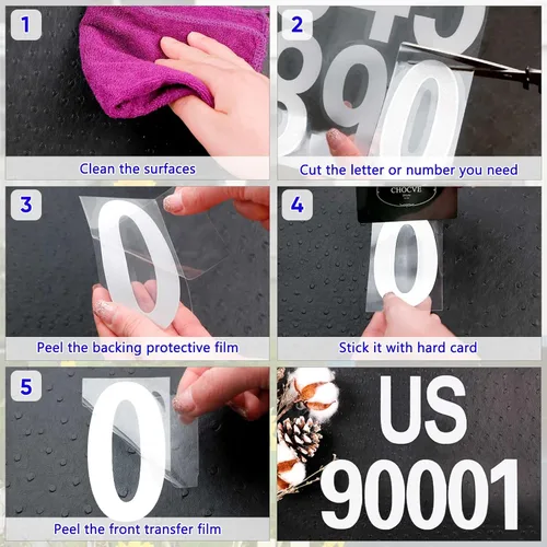 Vista 7 de Seloom 148 calcomanías reflectantes de números de buzón de 4 pulgadas para exteriores, números blancos y letras, números de dirección para buzón