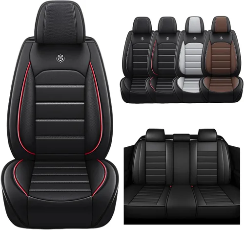 Vista 12 de Fundas de asiento delantero de automóvil para Jeep Cherokee 1983-2023, 2 asientos de ajuste personalizado, cojín protector de cuero, fundas Negro