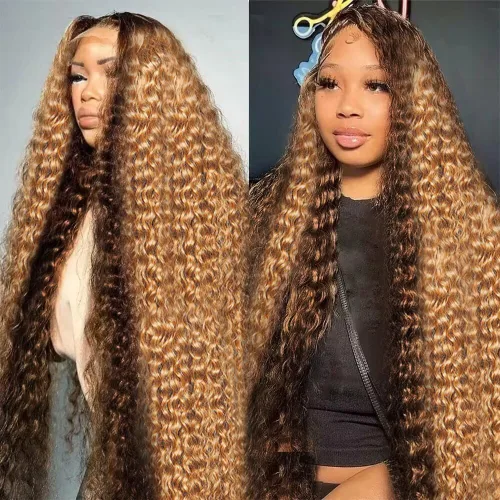 Vista 7 de UMEGOOD - Peluca de cabello humano rubio miel de 200 % de densidad, 13 x 6 HD, transparente, encaje frontal, cabello humano prearrancado de 13 x 6