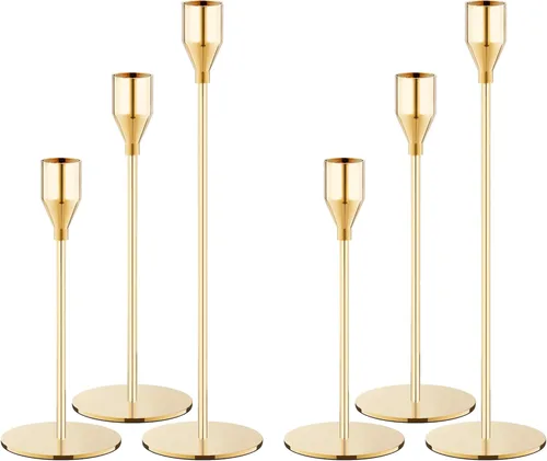 Vista 12 de NLBTW Portavelas cónicos negros mate, juego de 3 portavelas de metal para candelabros, ideal para decoración de repisa, centro de mesa, bodas