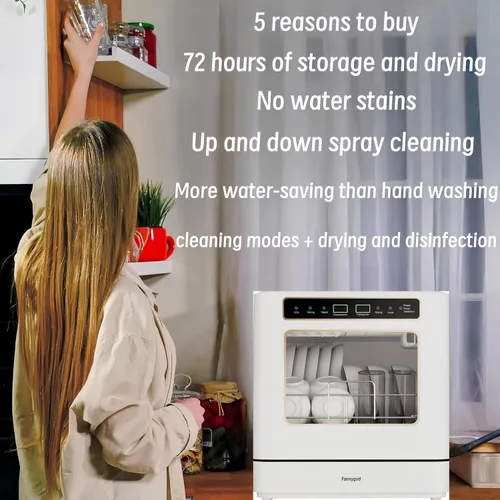 Vista 3 de Lavavajillas Lavavajillas Lavavajillas Portátil pequeña limpieza automática 4 modos de limpieza y modo de secado y desinfección Absorción automática