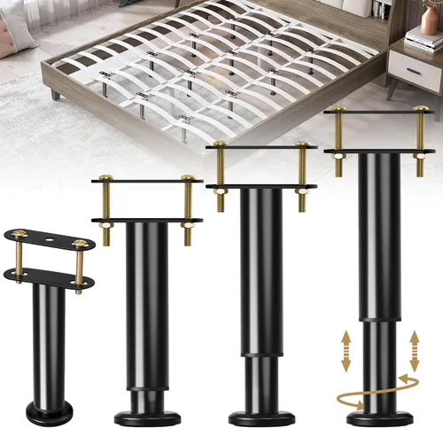 Vista 11 de 4 patas de soporte central de altura ajustable de metal para marco de cama, patas de soporte de cama para listones de madera, reemplazo de patas
