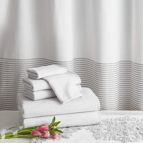 Vista 7 de Panama Stripe Cortina de ducha 100% tela de algodón para baño, de 72 x 72 pulgadas /182.88 x 182.88 cm.