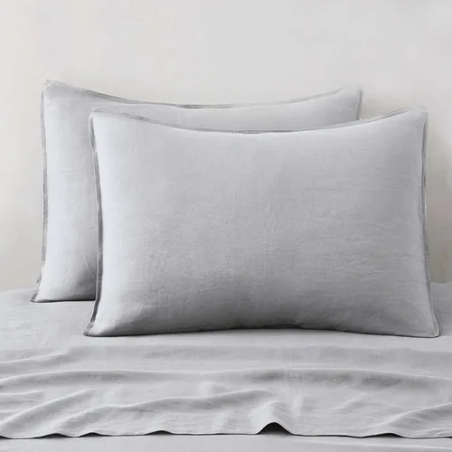 Vista 16 de ATLINIA Juego de 2 fundas de almohada 100% lino, tamaño estándar de 20 x 26 pulgadas, fundas de almohada de lino, color gris oscuro