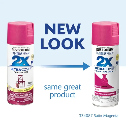 Vista 2 de Rust-Oleum - Painter's Touch 2X Ultra Cover - 334087 - Pintura en aerosol, 12 onzas, color magenta satinado