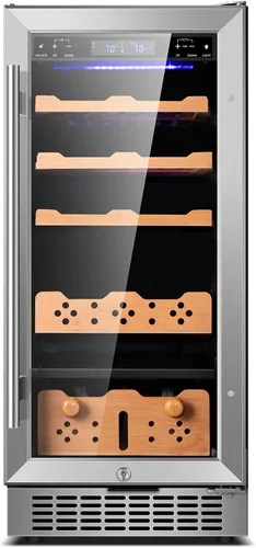 Vista 34 de Tylza Refrigerador de vino de 8 botellas, bodega con puerta de vidrio templado de baja emisión, pantalla táctil LED, cerradura, sin escarcha, sin