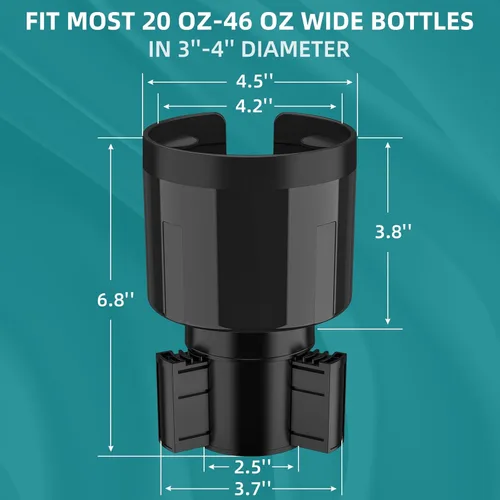 Vista 4 de TYKOR Adaptador expansor de portavasos para automóvil con base desplazada, extensor de portavasos para automóvil compatible con Yeti de 14/24/36