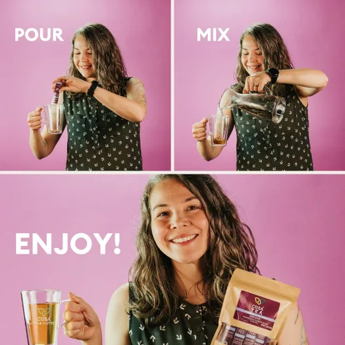 Vista 4 de Cusa Tea & Coffee Deep Doze Herbal Tea Té instantáneo sin cafeína premium Té caliente y helado sin azúcar añadido (30 porciones individuales)