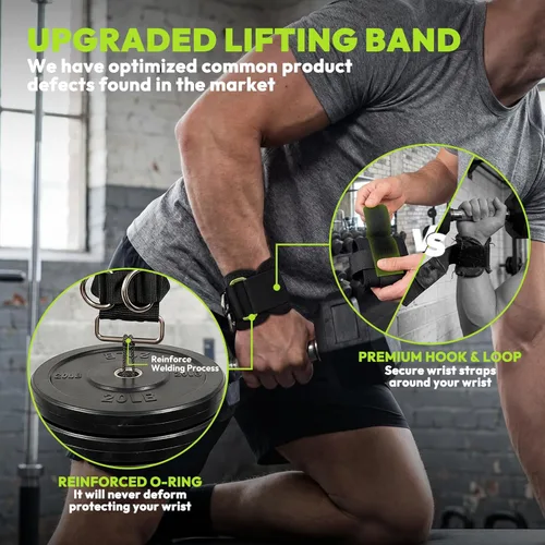Vista 5 de HANDBODE Lifting Wrist Straps for Weightlifting, Gym Wraps with Double D-Ring for Secure Grip, Deadlift, Pull Up, Bodybuilding, Cable Workout, Fit