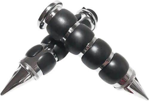 Vista 7 de Motorcycle Hand Grips Universal Spike Non-Slip Handlebar Grips Chrome Black Rubber Fit for Most Motorcycles Cruisers Motor Bikes Choppers